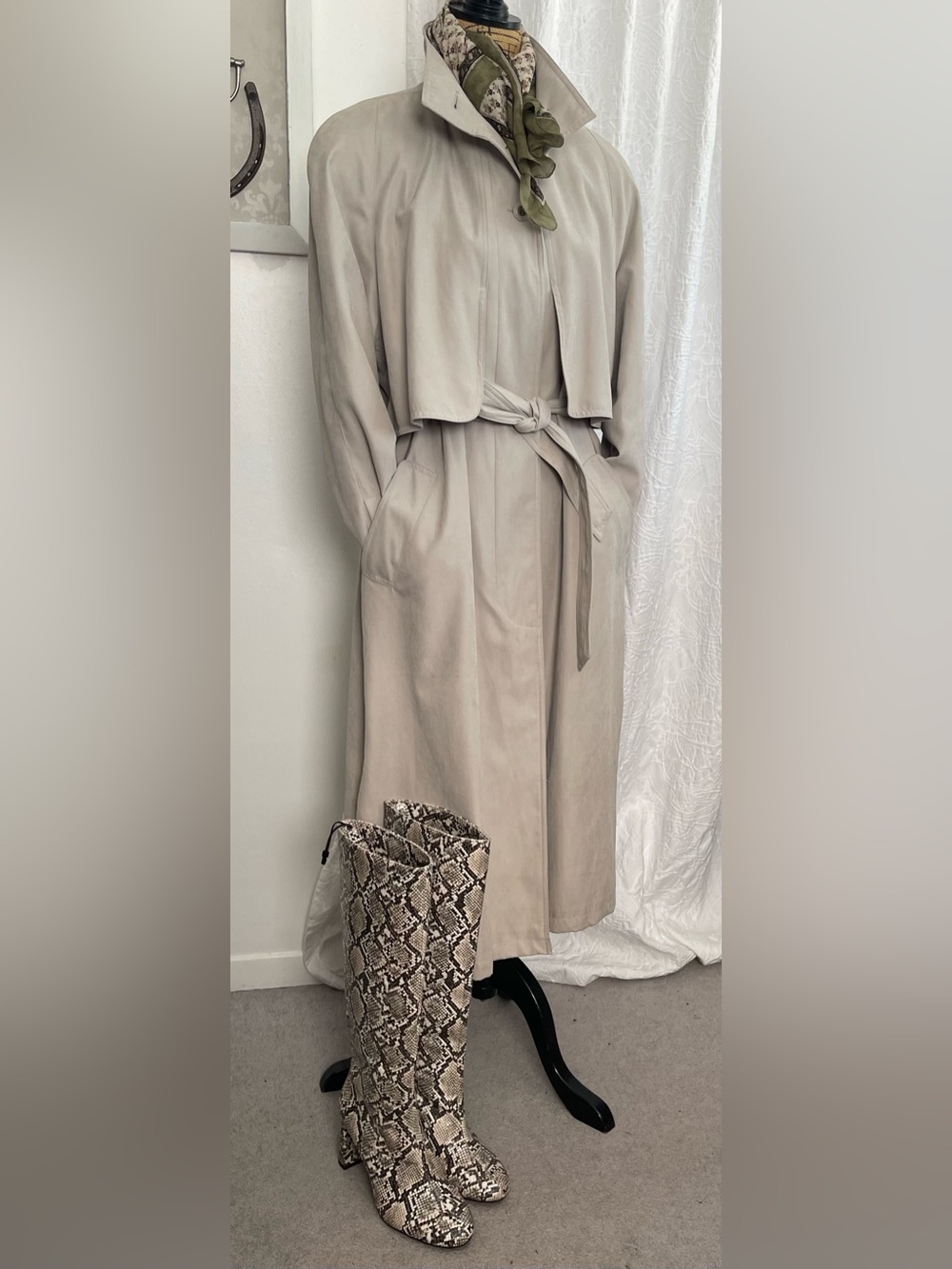 Luba Paris Funnel Neck Trench Coat Vintage 80’s Size 12